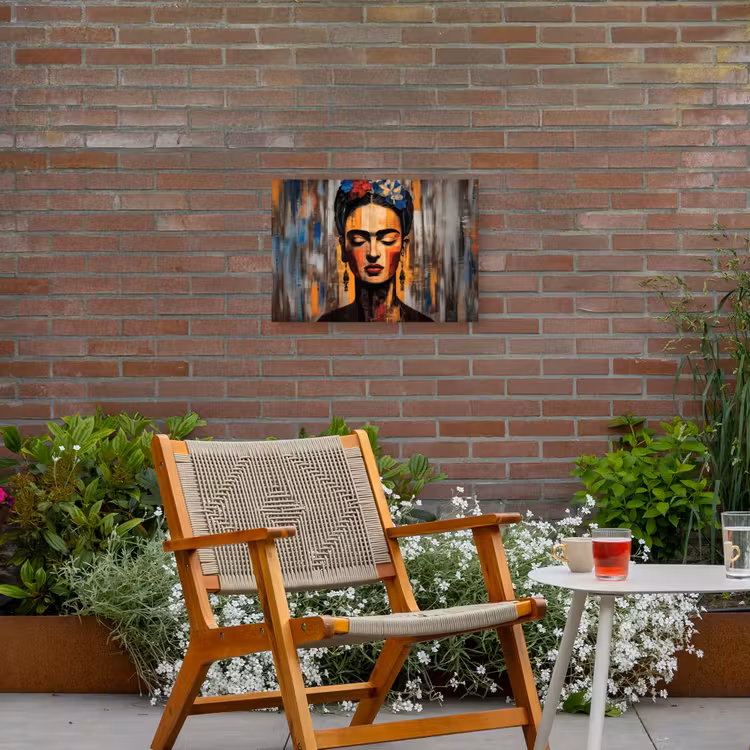 Portret - Vrouw - Bloemen Tuinposter op houten frame 2 cm dik klein -sfeer3