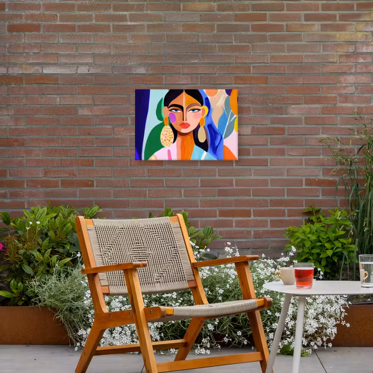 Portret - Vrouw - Modern Tuinposter op houten frame 2 cm dik klein -sfeer3