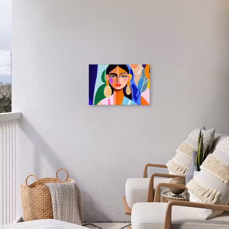 Portret - Vrouw - Modern Tuinposter op houten frame 2 cm dik klein -sfeer1