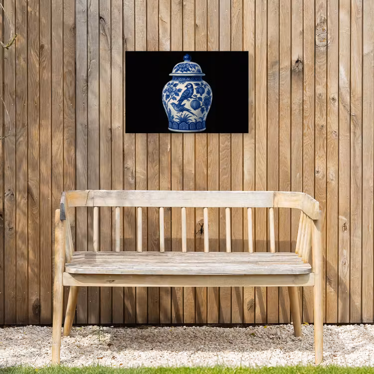 Pot - Delfts Blauw - Bloemen Tuinposter op houten frame 2 cm dik klein -sfeer4