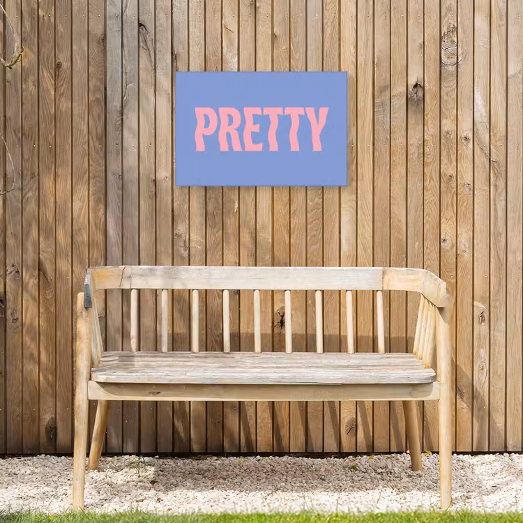 Pretty - Roze - Blauw - Golvend Tuinposter op houten frame 2 cm dik klein -sfeer4