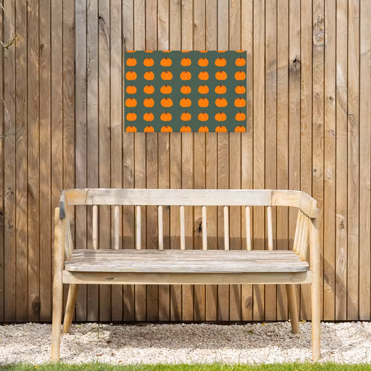 Pompoen - Patroon - Oranje Tuinposter op houten frame 2 cm dik klein 845 -sfeer4