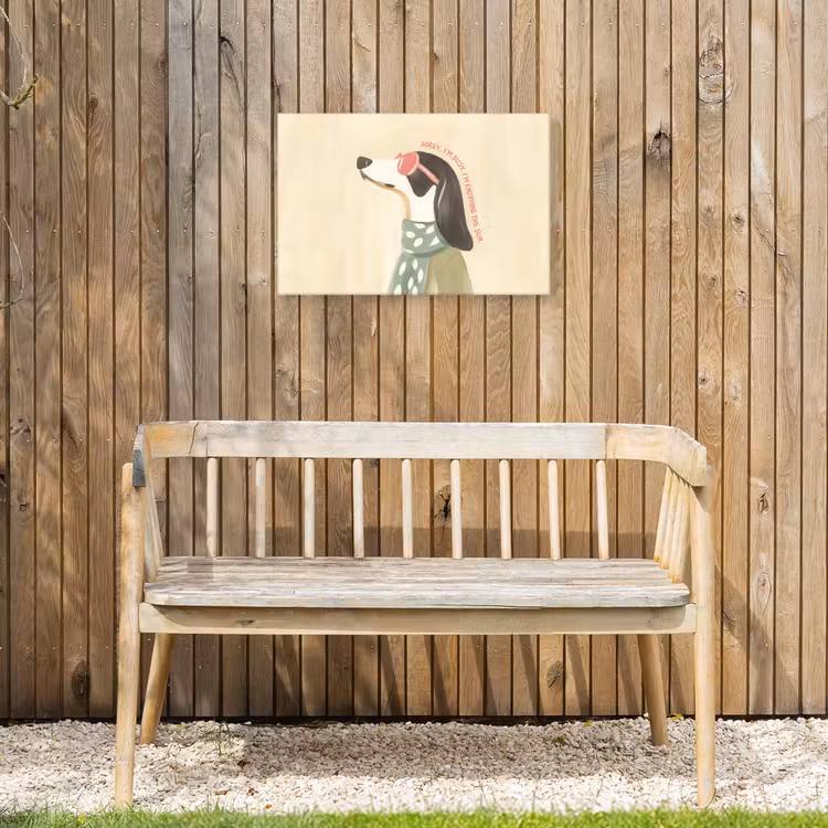 Quote - Hond - Zonnebril Tuinposter op houten frame 2 cm dik klein -sfeer4