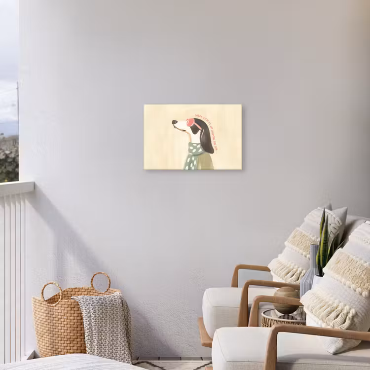 Quote - Hond - Zonnebril Tuinposter op houten frame 2 cm dik klein -sfeer1