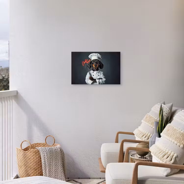 Quote - Neon - Hond - Kokskleding Tuinposter op houten frame 2 cm dik klein -sfeer1