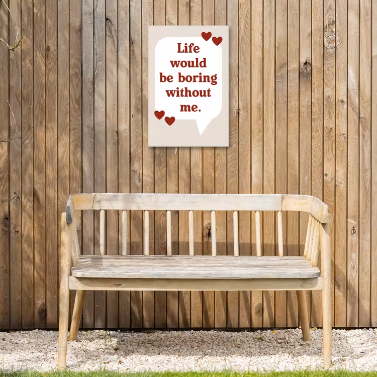 Quote - Tekstballon - Hartjes Tuinposter op houten frame 2 cm dik klein -sfeer4