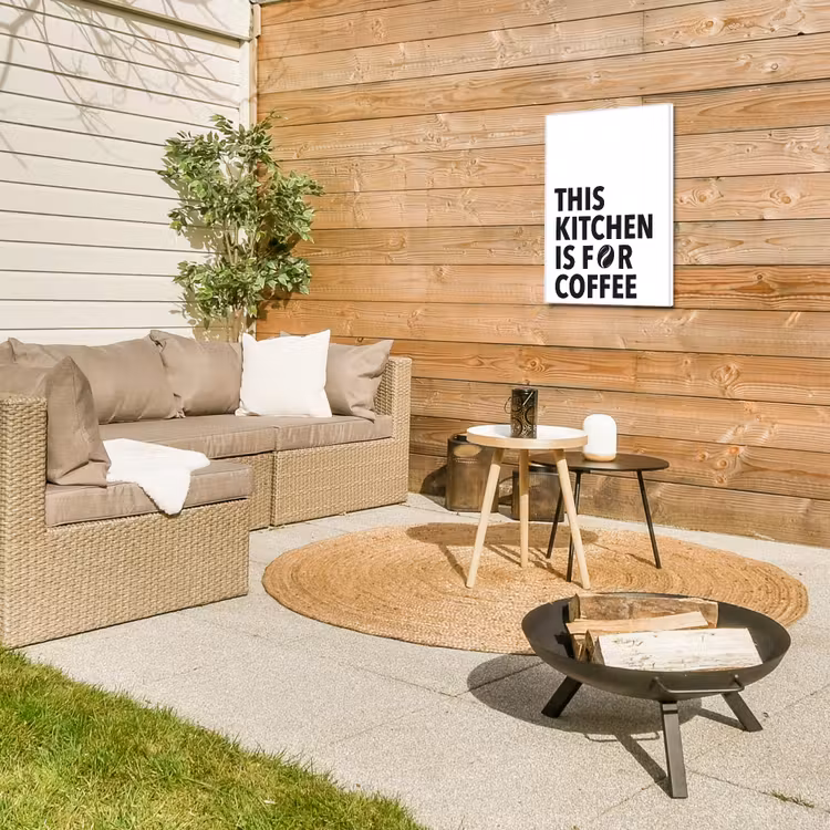 Quotes - Koffie - Bonen - Modern Tuinposter op houten frame 2 cm dik klein -sfeer2