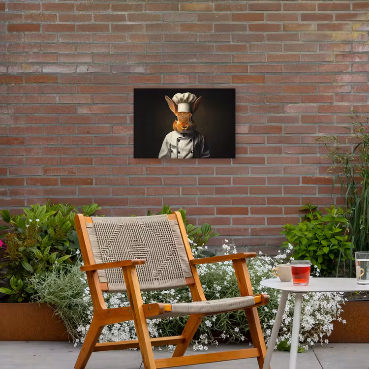 Konijn - Kok - Dier Tuinposter op houten frame 2 cm dik klein -sfeer3