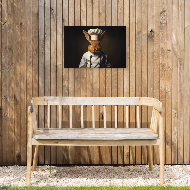 Konijn - Kok - Dier Tuinposter op houten frame 2 cm dik klein -sfeer4