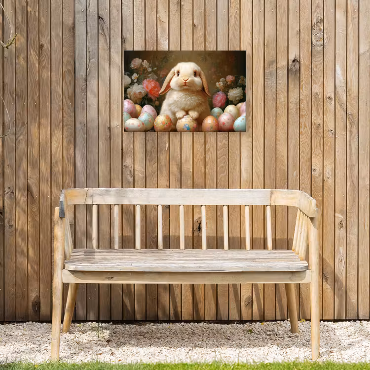 Konijn - Paaseieren - Stilleven Tuinposter op houten frame 2 cm dik klein -sfeer4