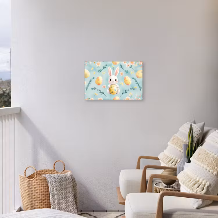 Konijn - Eieren - Takjes Tuinposter op houten frame 2 cm dik klein -sfeer1