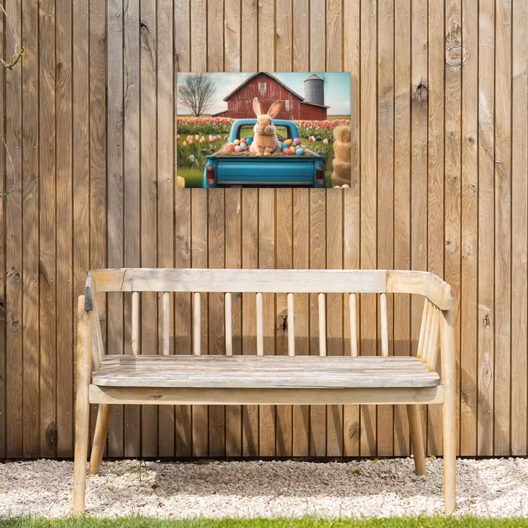 Konijn - Boerderij - Eieren Tuinposter op houten frame 2 cm dik klein -sfeer4