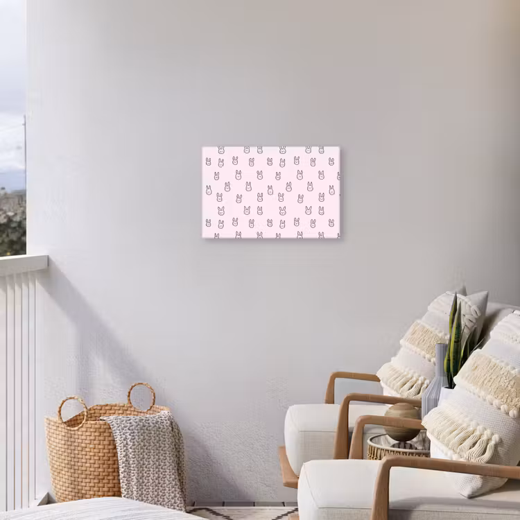 Konijnen - Minimalistisch - Roze Tuinposter op houten frame 2 cm dik klein 845 -sfeer1
