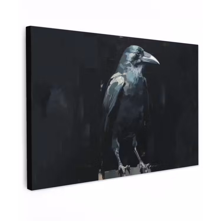Raaf - Vogels - Zwart Tuinposter op houten frame 2 cm dik klein -3d