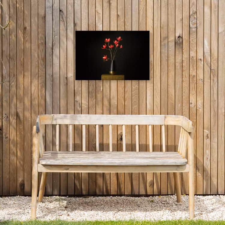 Rode - Bloemen - Vaas Tuinposter op houten frame 2 cm dik klein -sfeer4