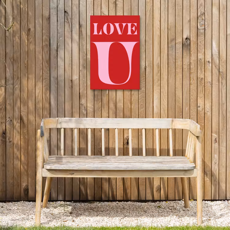 Rood - Love - Valentijn - Roze Tuinposter op houten frame 2 cm dik klein -sfeer4