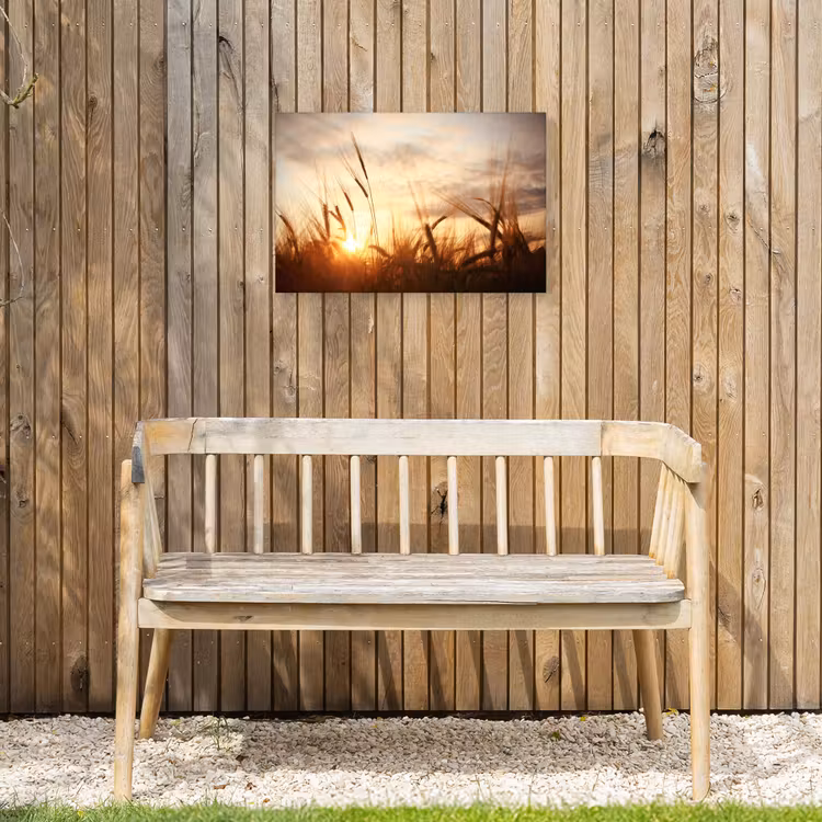 Riet - Gras - Zonsondergang - Natuur - Horizon Tuinposter op houten frame 2 cm dik klein -sfeer4
