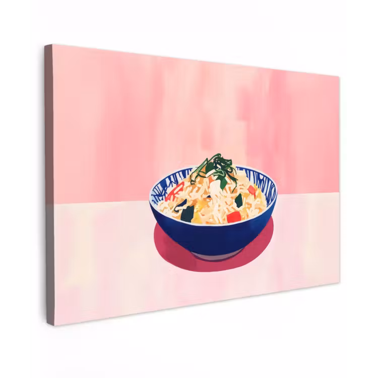 Rijst - Illustratie - Kom - Groente Tuinposter op houten frame 2 cm dik klein -3d