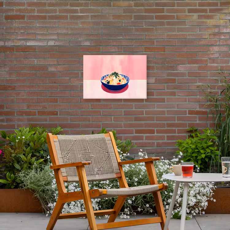 Rijst - Illustratie - Kom - Groente Tuinposter op houten frame 2 cm dik klein -sfeer3