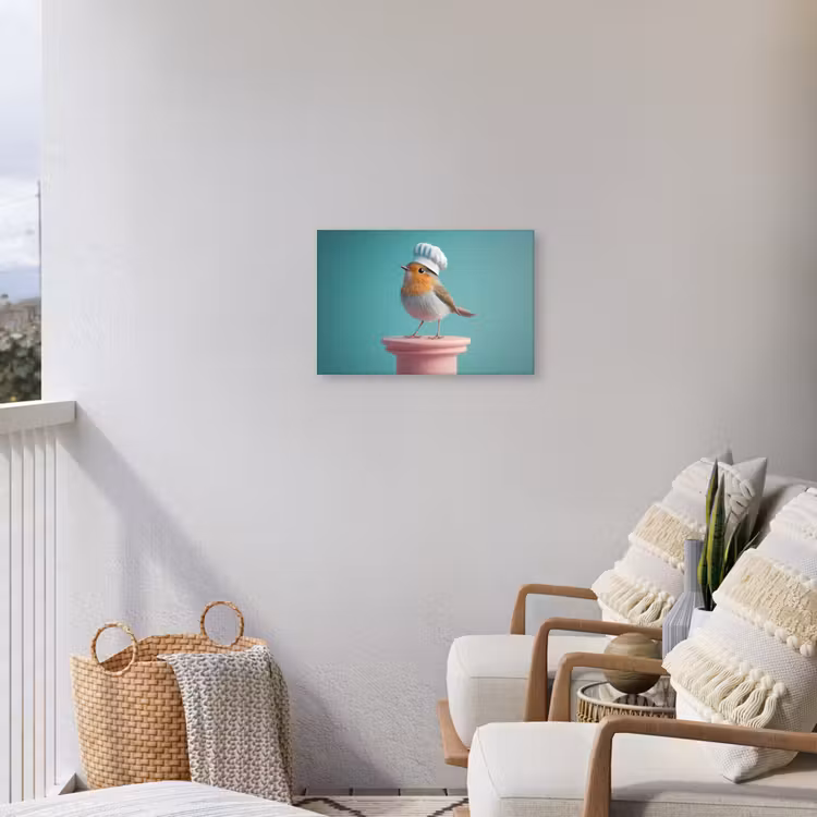 Roodborstje - Vogel - Koksmuts - Sokkel Tuinposter op houten frame 2 cm dik klein -sfeer1