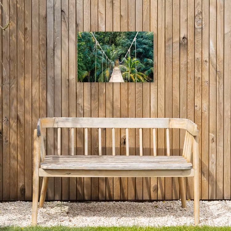 Touwbrug in het Tropisch Woud Tuinposter op houten frame 2 cm dik klein -sfeer4