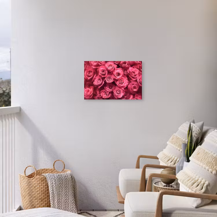 Rozen - Pink - Bloem Tuinposter op houten frame 2 cm dik klein -sfeer1