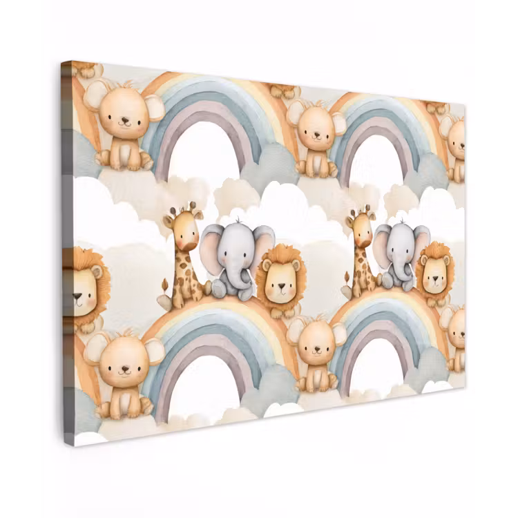 Safari - Regenboog - Kleurrijk Tuinposter op houten frame 2 cm dik klein 845 -3d