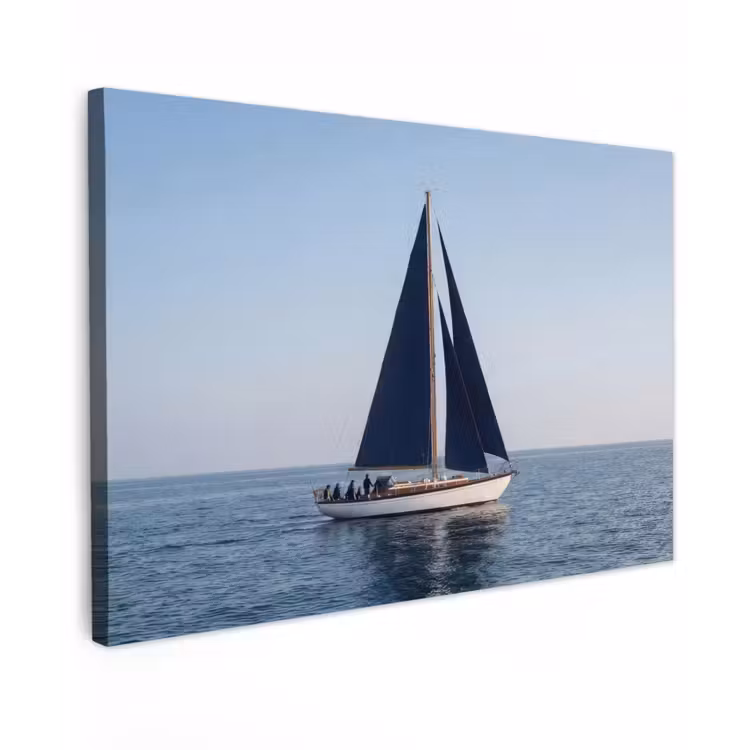 Zeilboot - Zee - Blauw Tuinposter op houten frame 2 cm dik klein -3d