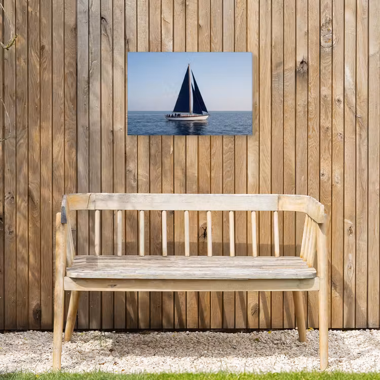 Zeilboot - Zee - Blauw Tuinposter op houten frame 2 cm dik klein -sfeer4