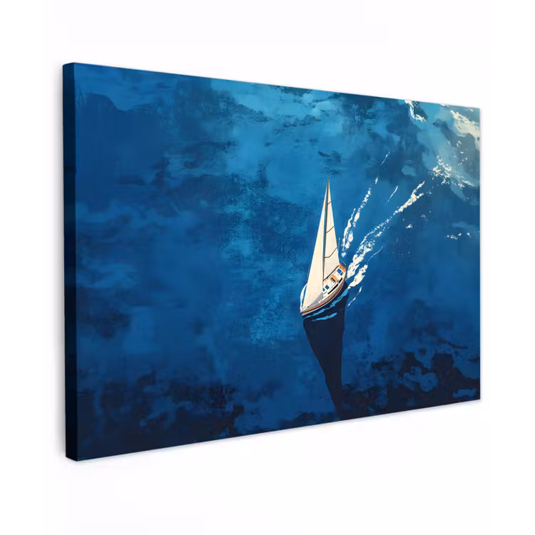 Zeilboot - Water - Abstract - Schaduw Tuinposter op houten frame 2 cm dik klein -3d