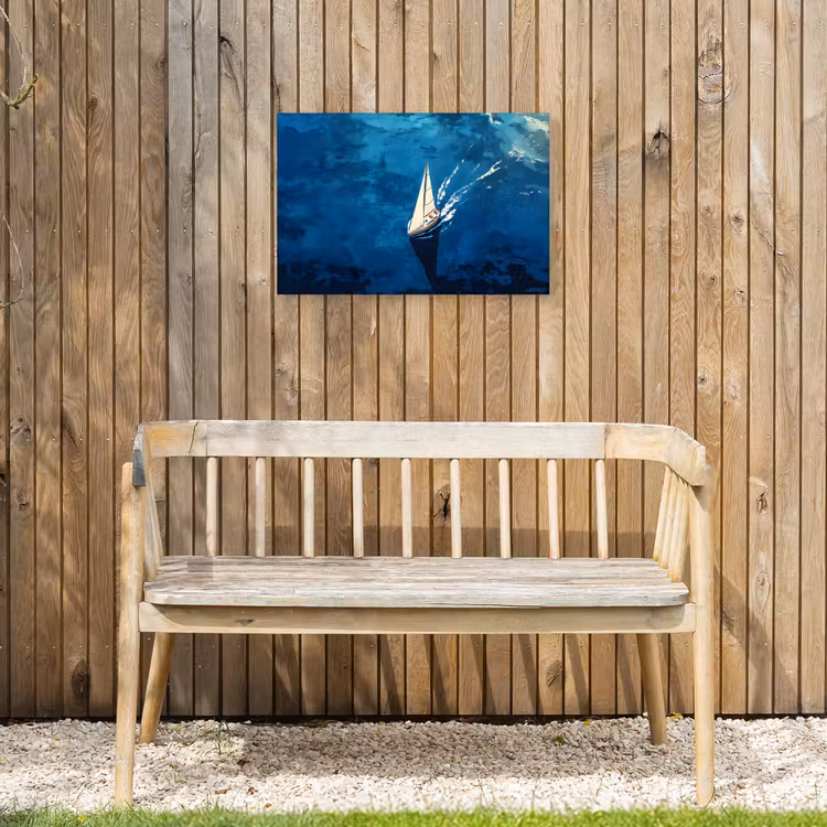 Zeilboot - Water - Abstract - Schaduw Tuinposter op houten frame 2 cm dik klein -sfeer4