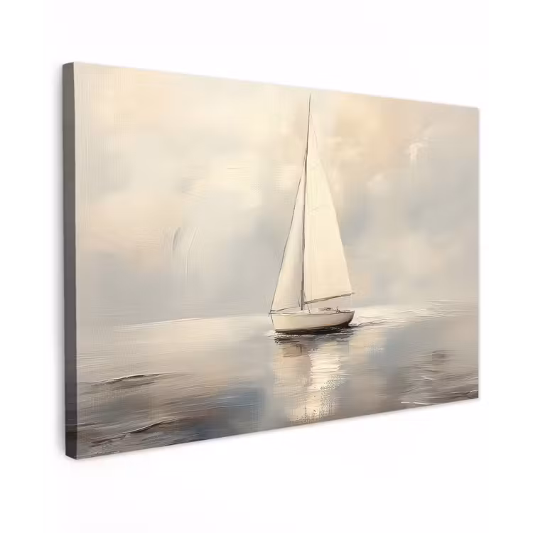Zeilschip - Zee - Bewolkt Tuinposter op houten frame 2 cm dik klein -3d