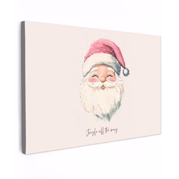 Kerstman - Kerst - Quote - Beige Tuinposter op houten frame 2 cm dik klein -3d