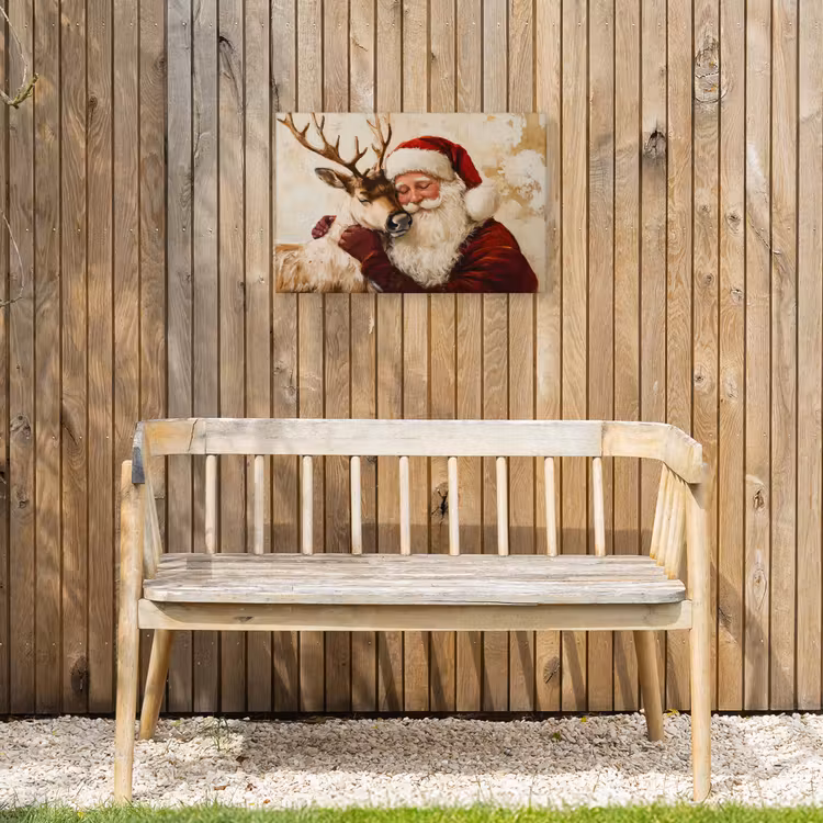 Kerstman - Rendier - Kerst - Christmas Tuinposter op houten frame 2 cm dik klein -sfeer4