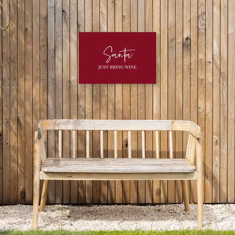 Santa - Wine - Rood - Kerst - Kerstman Tuinposter op houten frame 2 cm dik klein -sfeer4