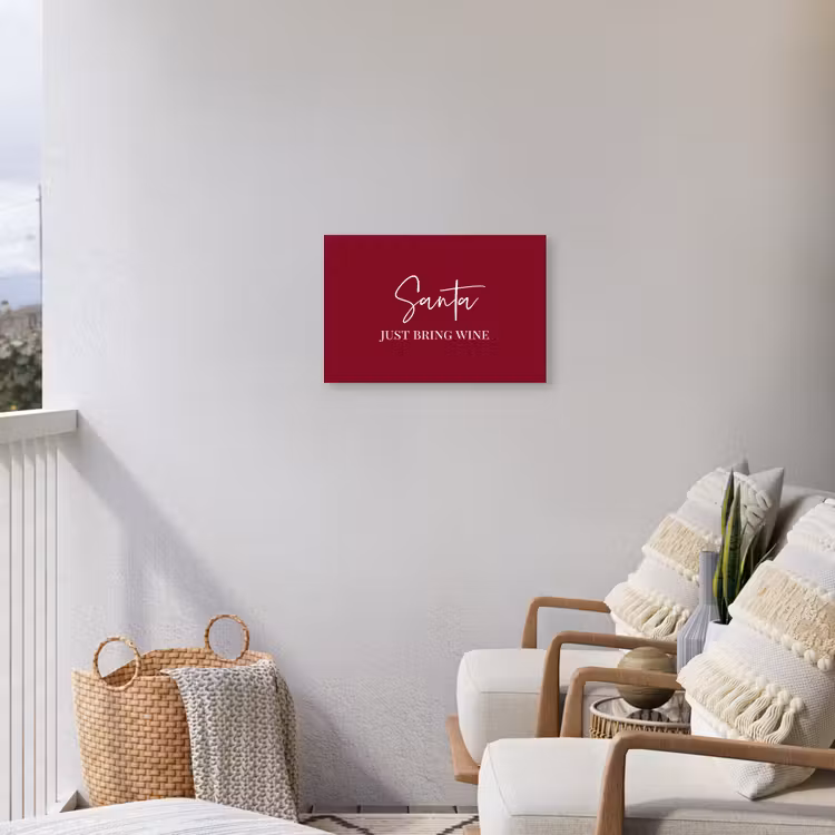 Santa - Wine - Rood - Kerst - Kerstman Tuinposter op houten frame 2 cm dik klein -sfeer1
