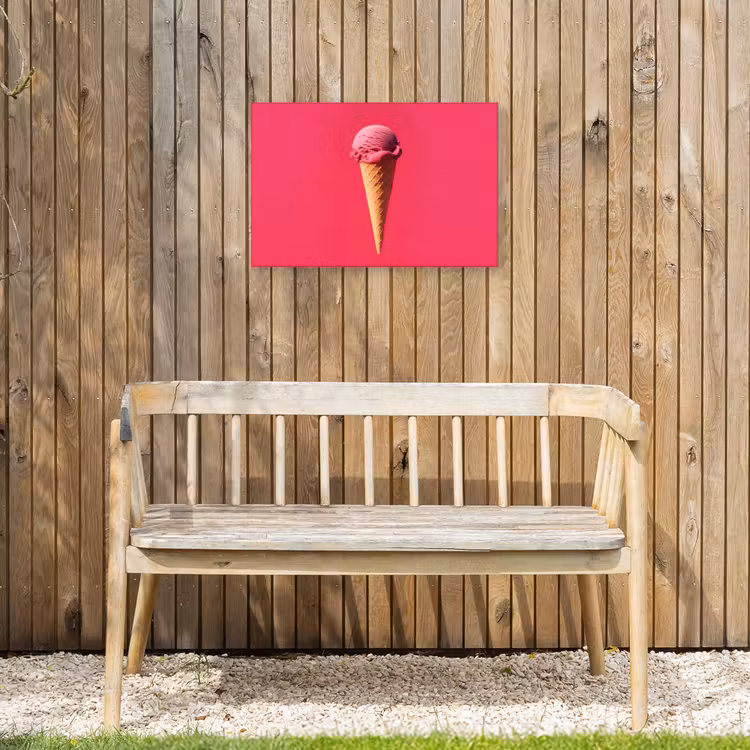 Schepijs - Roze - Hoorntje Tuinposter op houten frame 2 cm dik klein -sfeer4