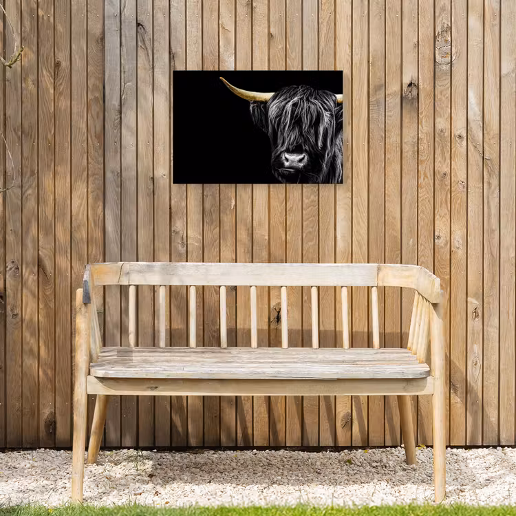 Schotse hooglander - Goud - Vacht - Dieren - Koe Tuinposter op houten frame 2 cm dik klein -sfeer4