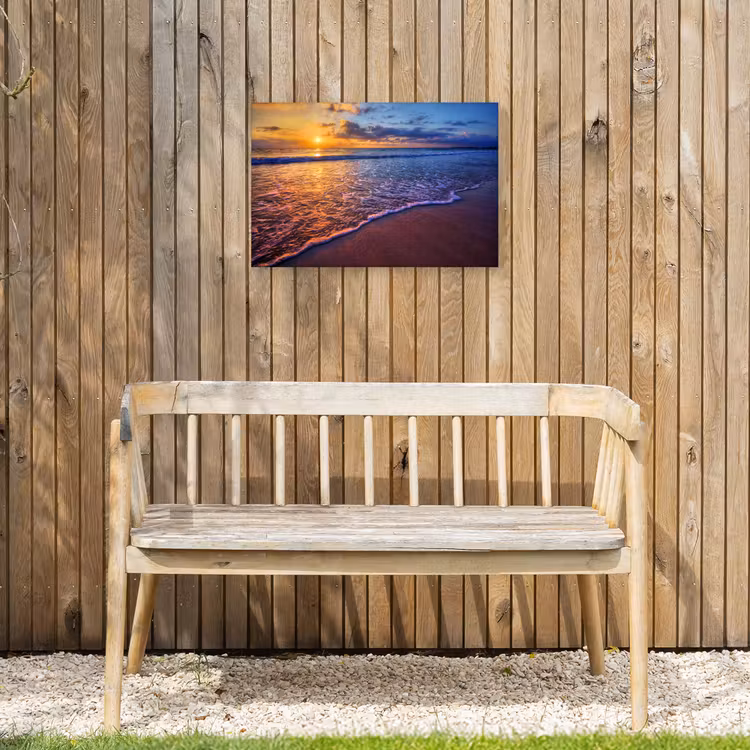 Zee - Strand - Zonsondergang - Wolken - Horizon Tuinposter op houten frame 2 cm dik klein -sfeer4