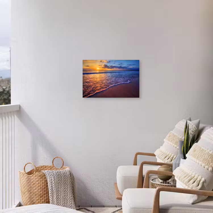 Zee - Strand - Zonsondergang - Wolken - Horizon Tuinposter op houten frame 2 cm dik klein -sfeer1