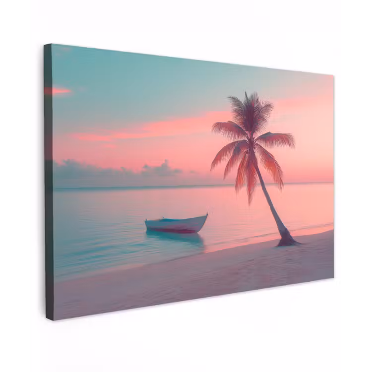 Zee - Boot - Zonsondergang Tuinposter op houten frame 2 cm dik klein -3d