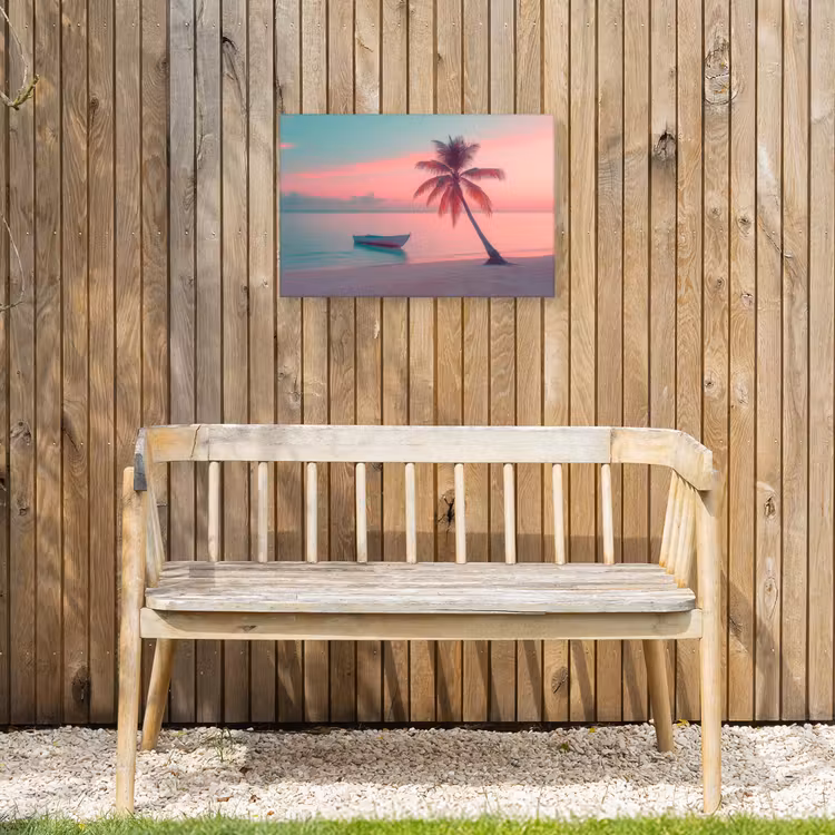 Zee - Boot - Zonsondergang Tuinposter op houten frame 2 cm dik klein -sfeer4