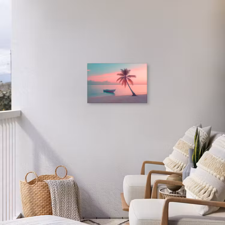 Zee - Boot - Zonsondergang Tuinposter op houten frame 2 cm dik klein -sfeer1