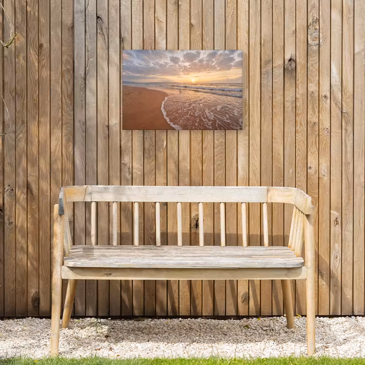 Zee - Kustlijn - Wolken - Landschap - Oranje Tuinposter op houten frame 2 cm dik klein -sfeer4