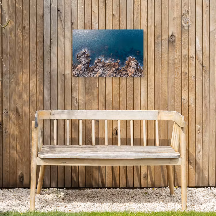 Zee - Kustlijn - Natuur - Abstract - Blauw Tuinposter op houten frame 2 cm dik klein -sfeer4