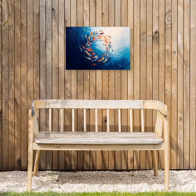 Zee - Vissen - Kleurrijk - Dynamisch Tuinposter op houten frame 2 cm dik klein -sfeer4