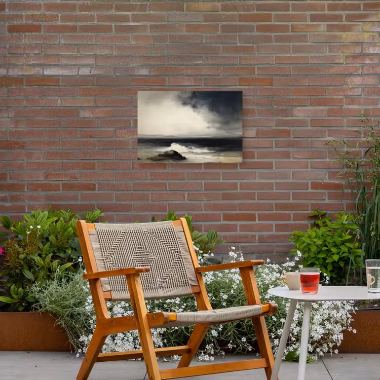 Zee - Rotsen - Storm Tuinposter op houten frame 2 cm dik klein -sfeer3