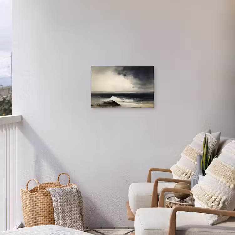 Zee - Rotsen - Storm Tuinposter op houten frame 2 cm dik klein -sfeer1