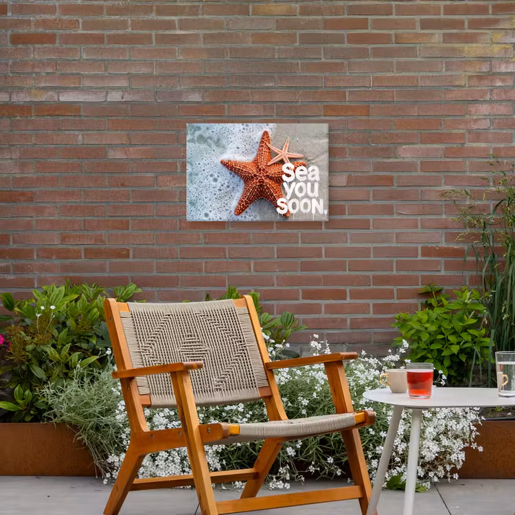 Sea you soon - Zeester - Zee Tuinposter op houten frame 2 cm dik klein -sfeer3
