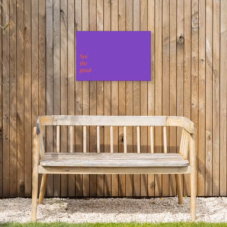 See the good - Oranje - Paars Tuinposter op houten frame 2 cm dik klein -sfeer4